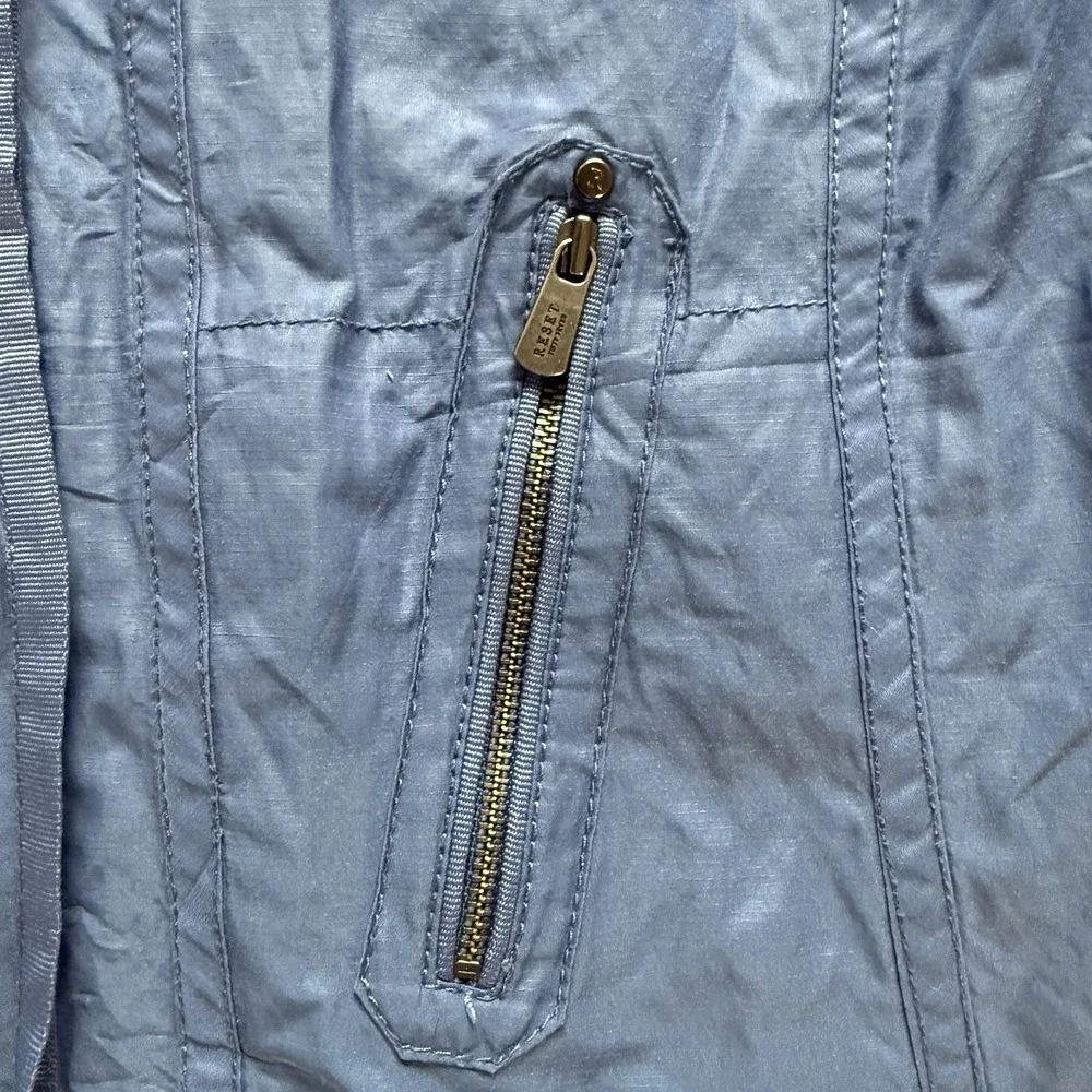 Reset Fifty Seven Blue Hooded Utility Jacket Coat Women L Field Outdoor Gorpcore